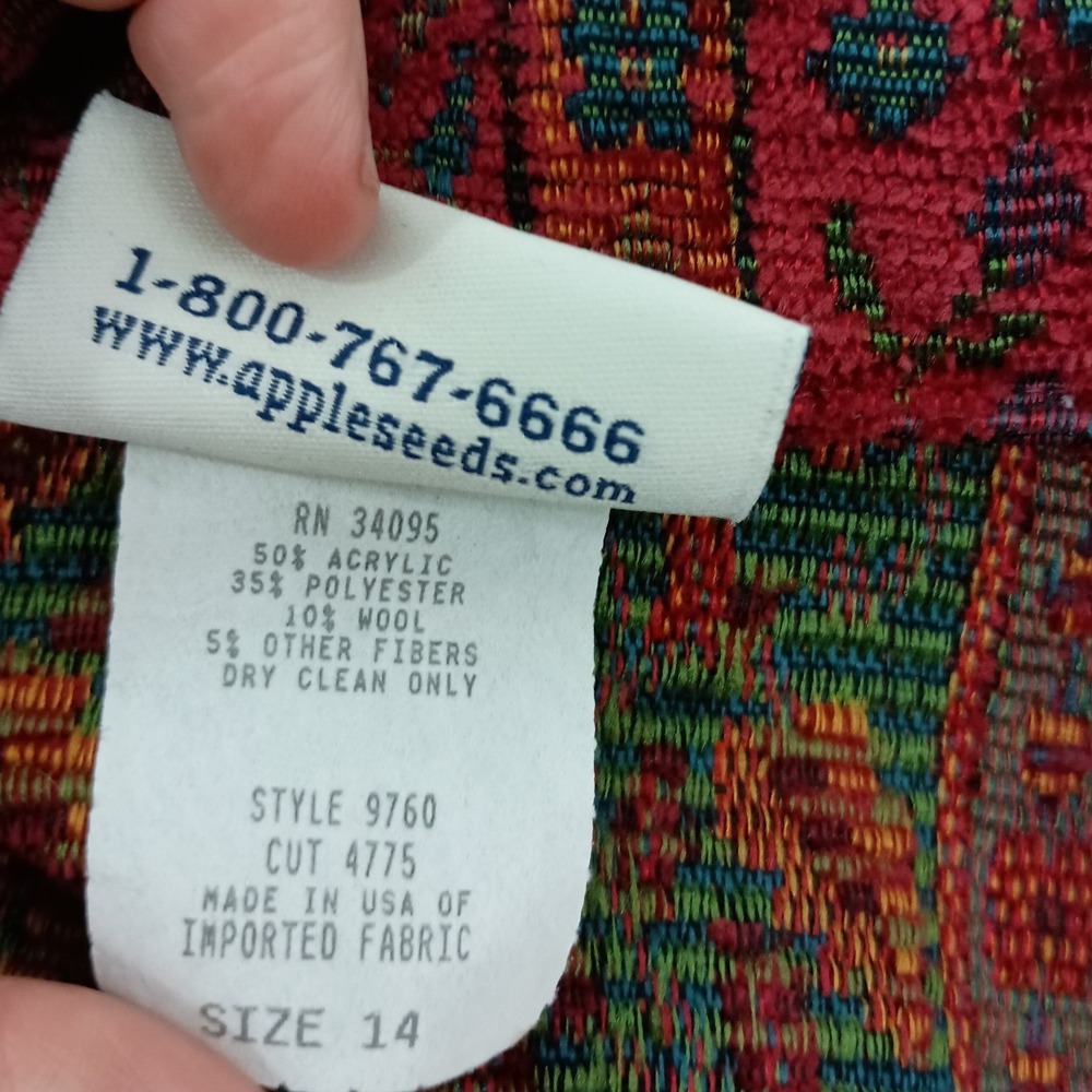 Appleseeds 14 red floral vintage grandmacore work business career button blazer - Picture 3 of 7